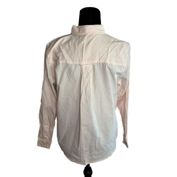 Karen Scott Pink and White Striped Button-Up Shirt, Size PS, NWT - Picture 2 of 8